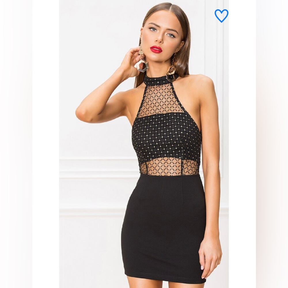 Black and gold superdown mini dress